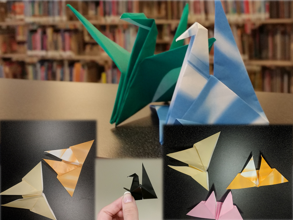 origami swans and butterflies