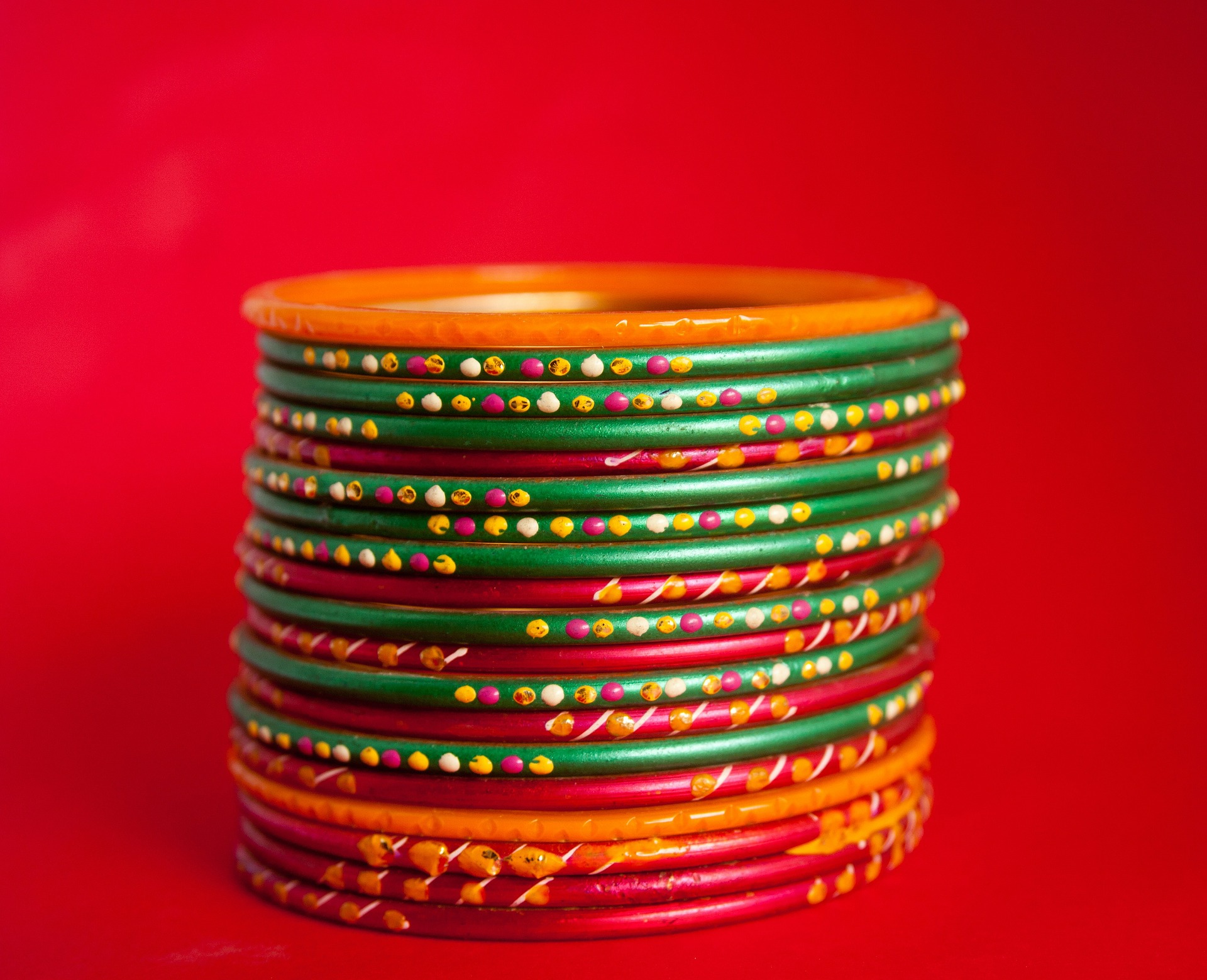 colorful bangles stacked together