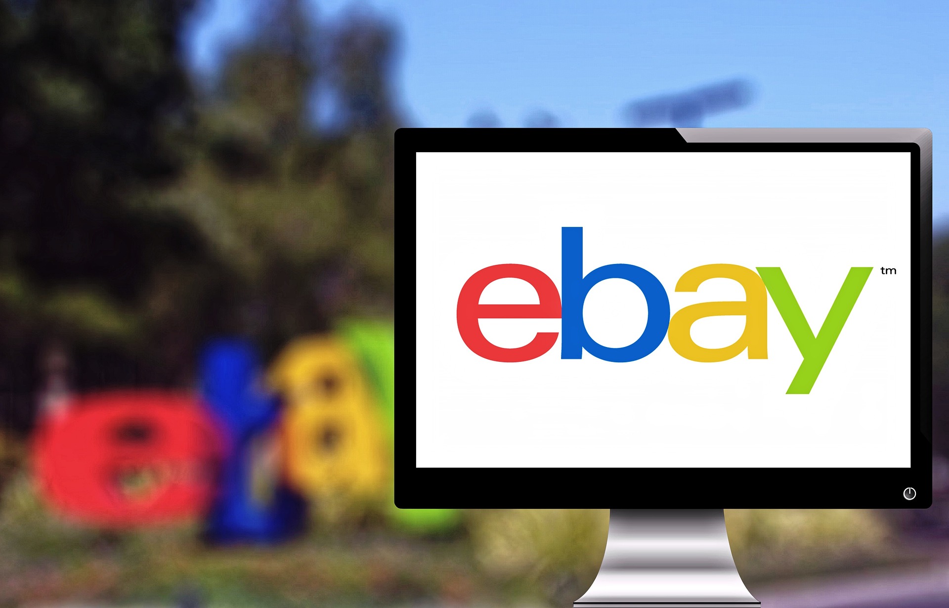 screen with ebay logo on it 