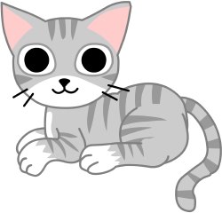 clipart graphic of gray and white cat