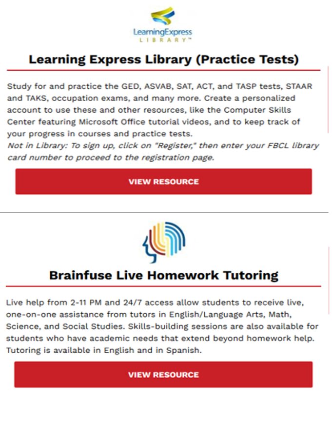 LearningExpress and Brainfuse icons