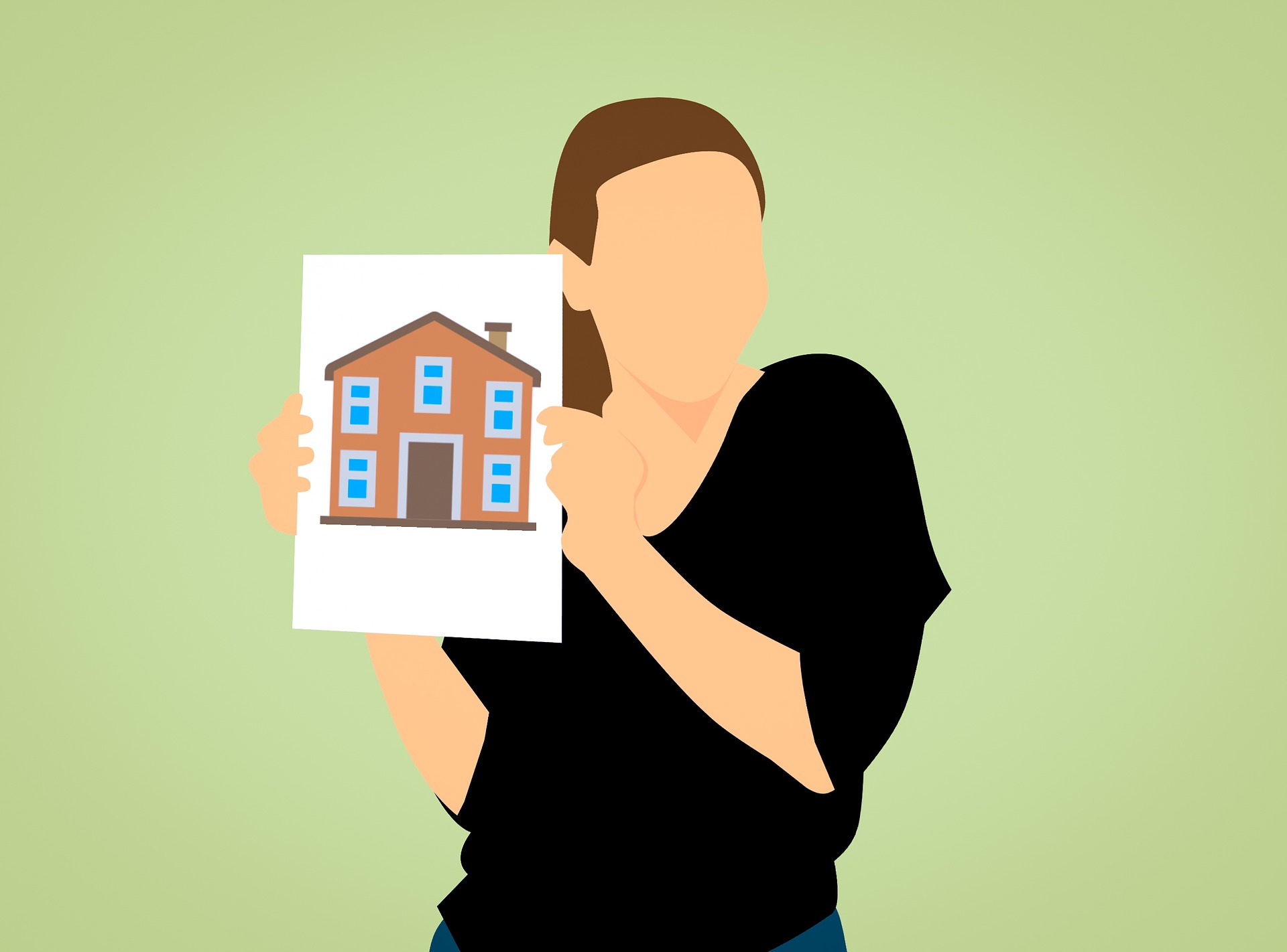 illustration person showing photo of house
