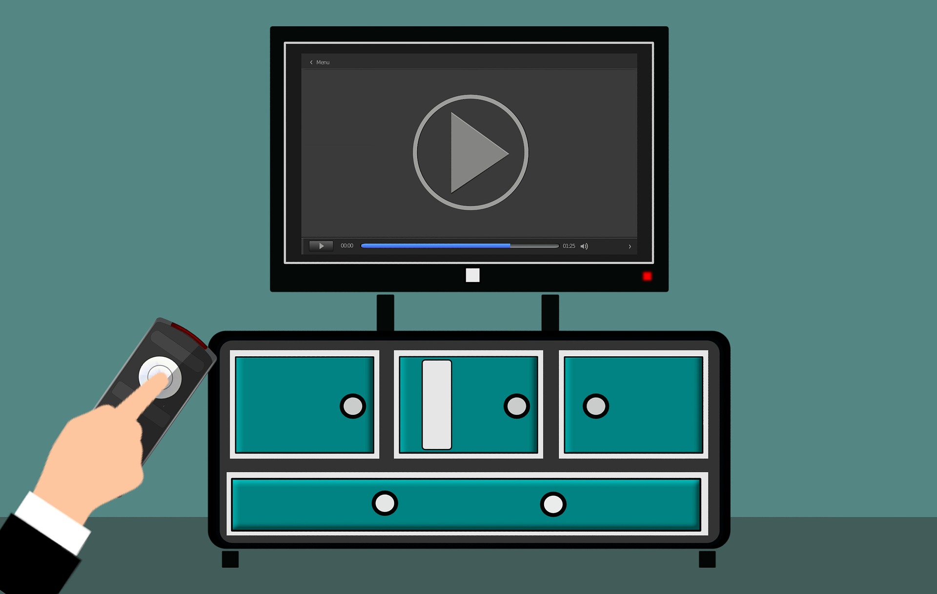 illustration of TV playing a video