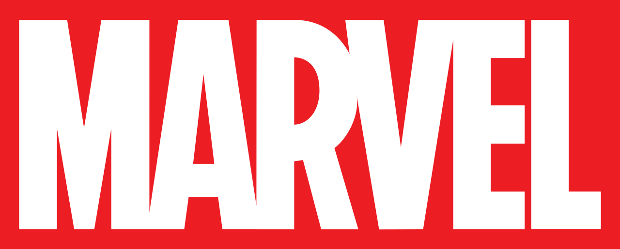 marvel logo with white print and red background