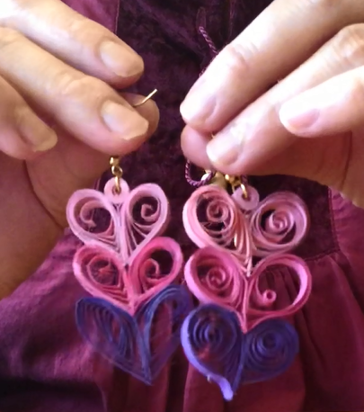 paper quill heart earrings