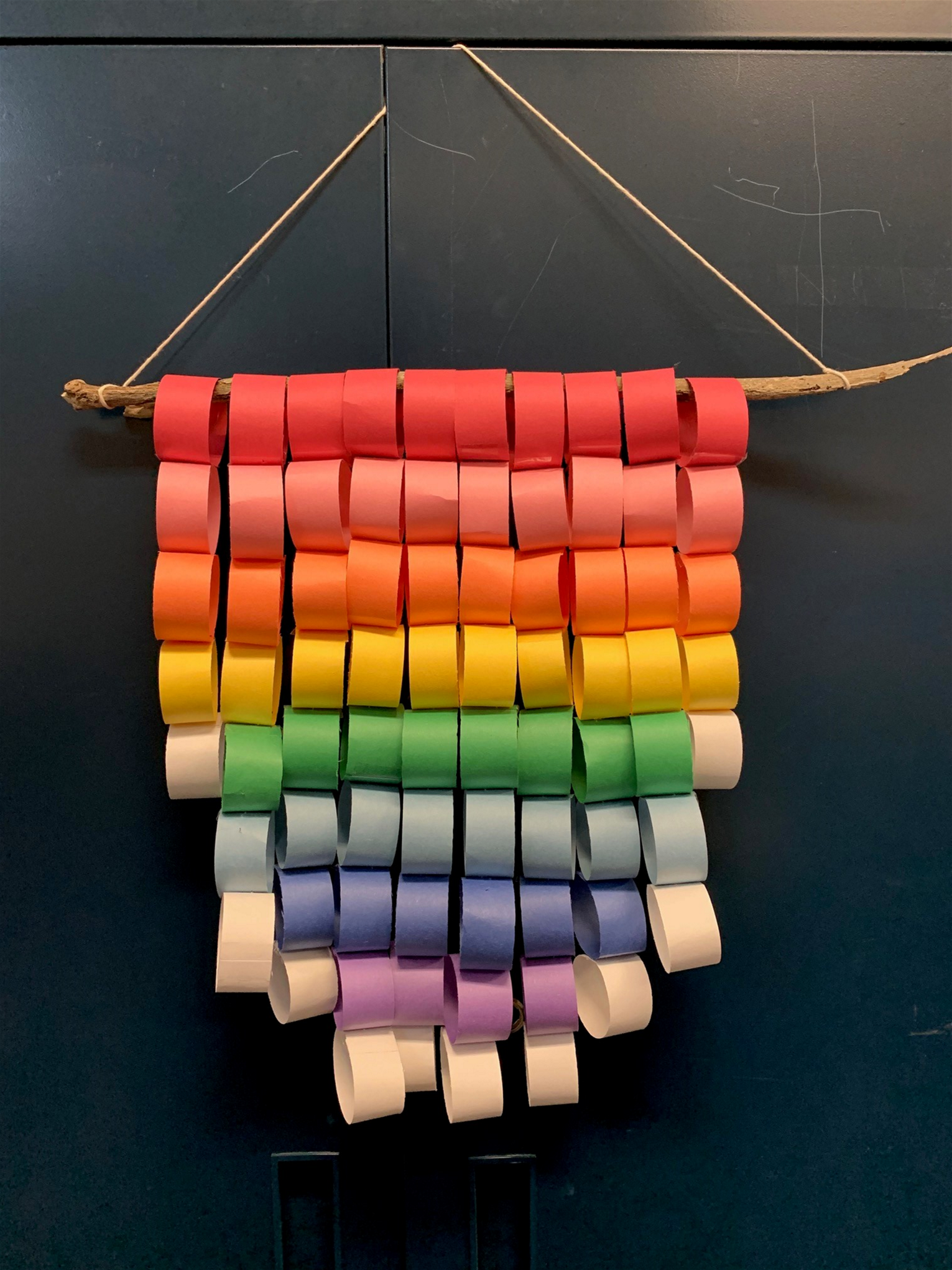 rainbow color paper in a chain 