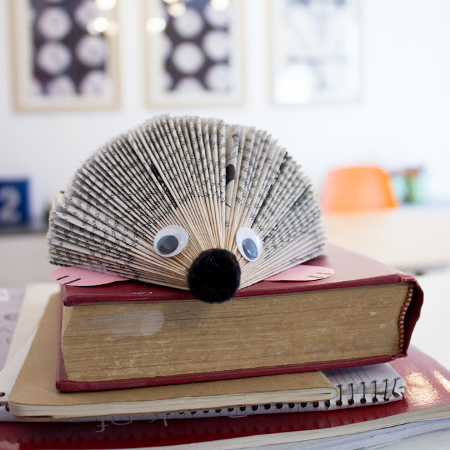 image of a hedgehog made out of a paperback
