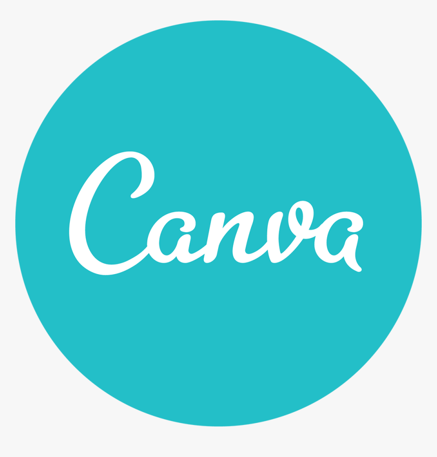 "Canva" in white text over a teal circle