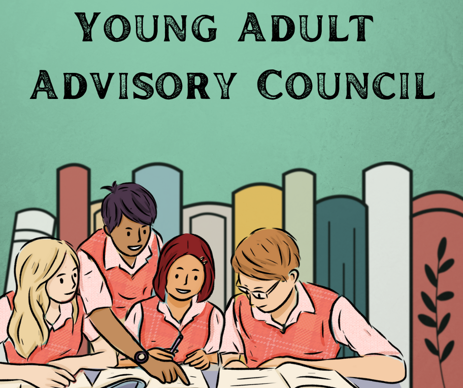 Young Adult Advisory Council. Teens at table with books.