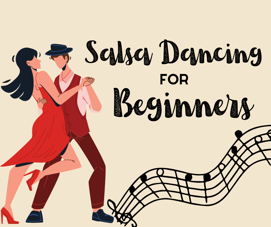 Graphic of two people salsa dancing.