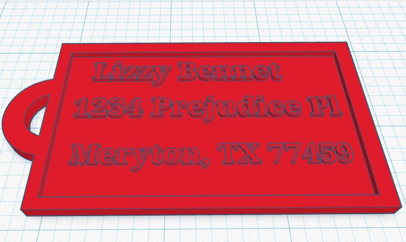 Image of a 3D printable luggage tag