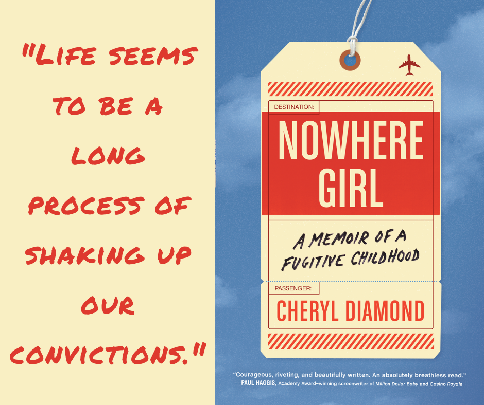 Quote on left: "Life seems to be a long process of shaking up our convictions."  Book cover on right.