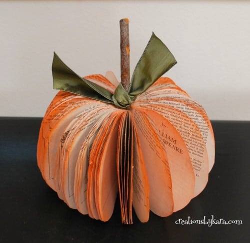 image of a pupkin made out of book pages