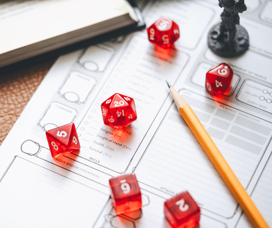 Image of Dungeons and Dragons dice and scorecard