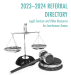 A balance scale with a gavel in front of it. The title, "2023-2024 Referral Directory: Legal Services and Other Resources for Low-Income Texans" appears at the top right of the image.