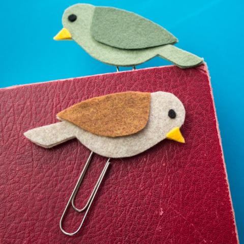 felt bird bookmarks