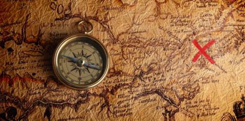 Image of a map and compass