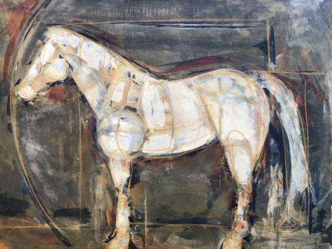 Painting of a white horse by Gabriela Monterroso